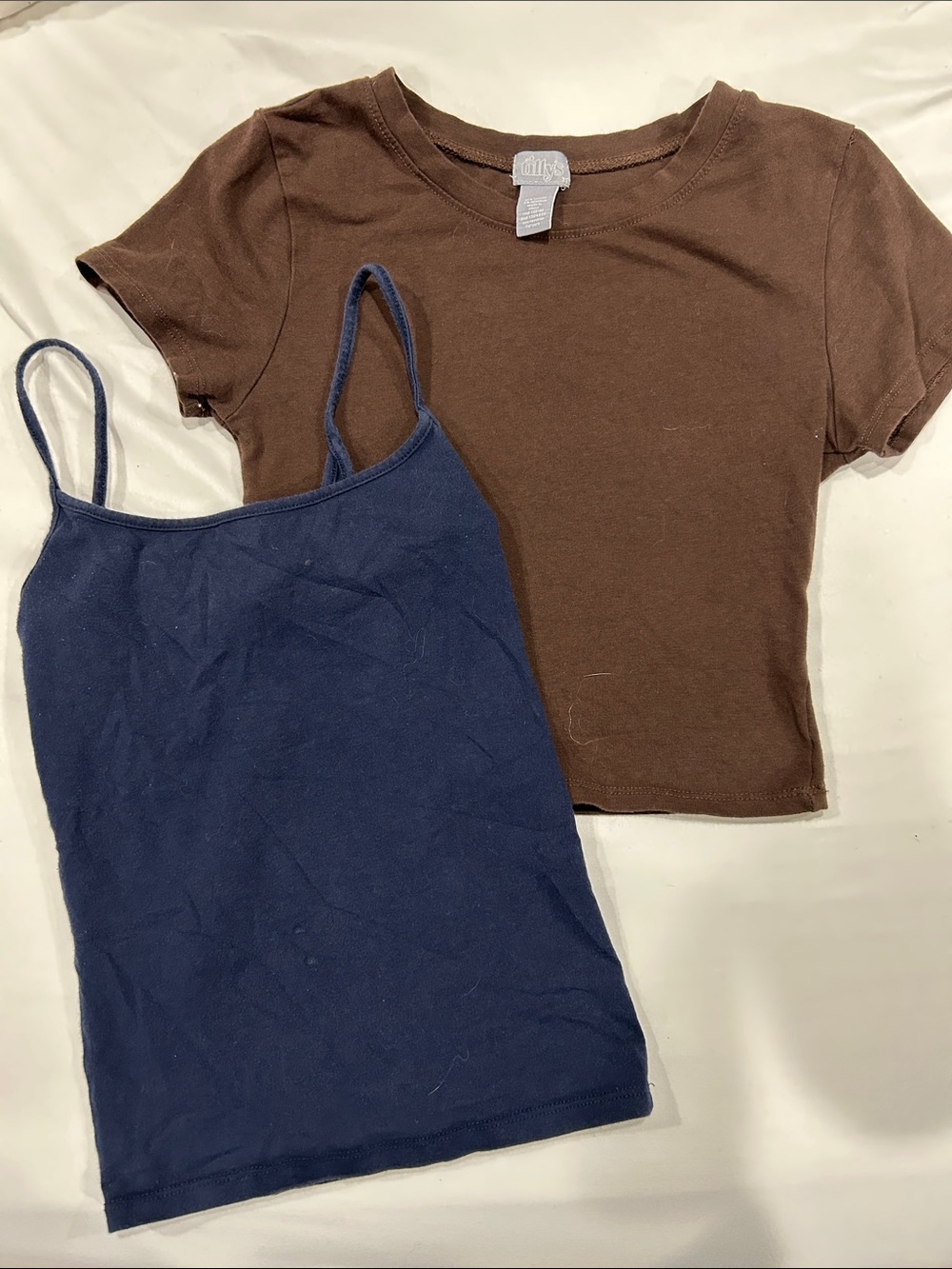 Tilly's Brown Crop Tee with Navy Camisole
